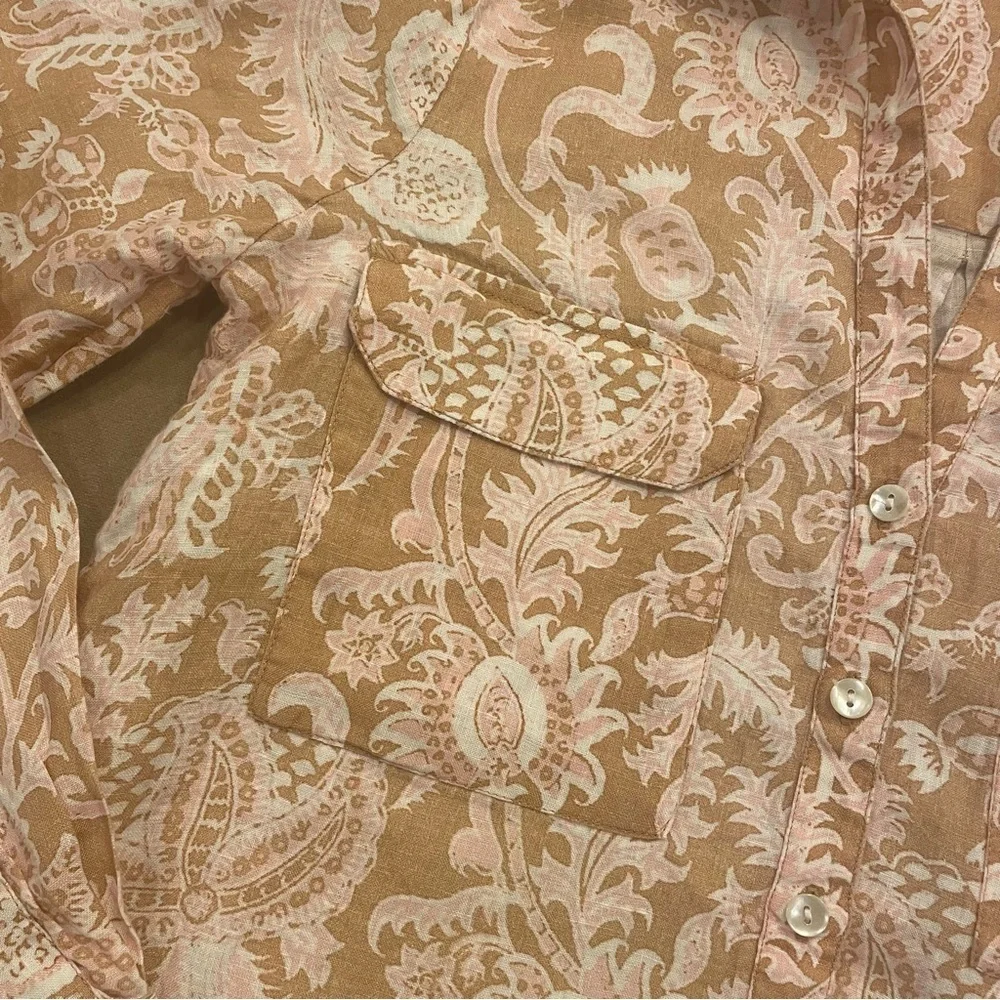 Roller Rabbit Floral Linen Button Down Top Size XS